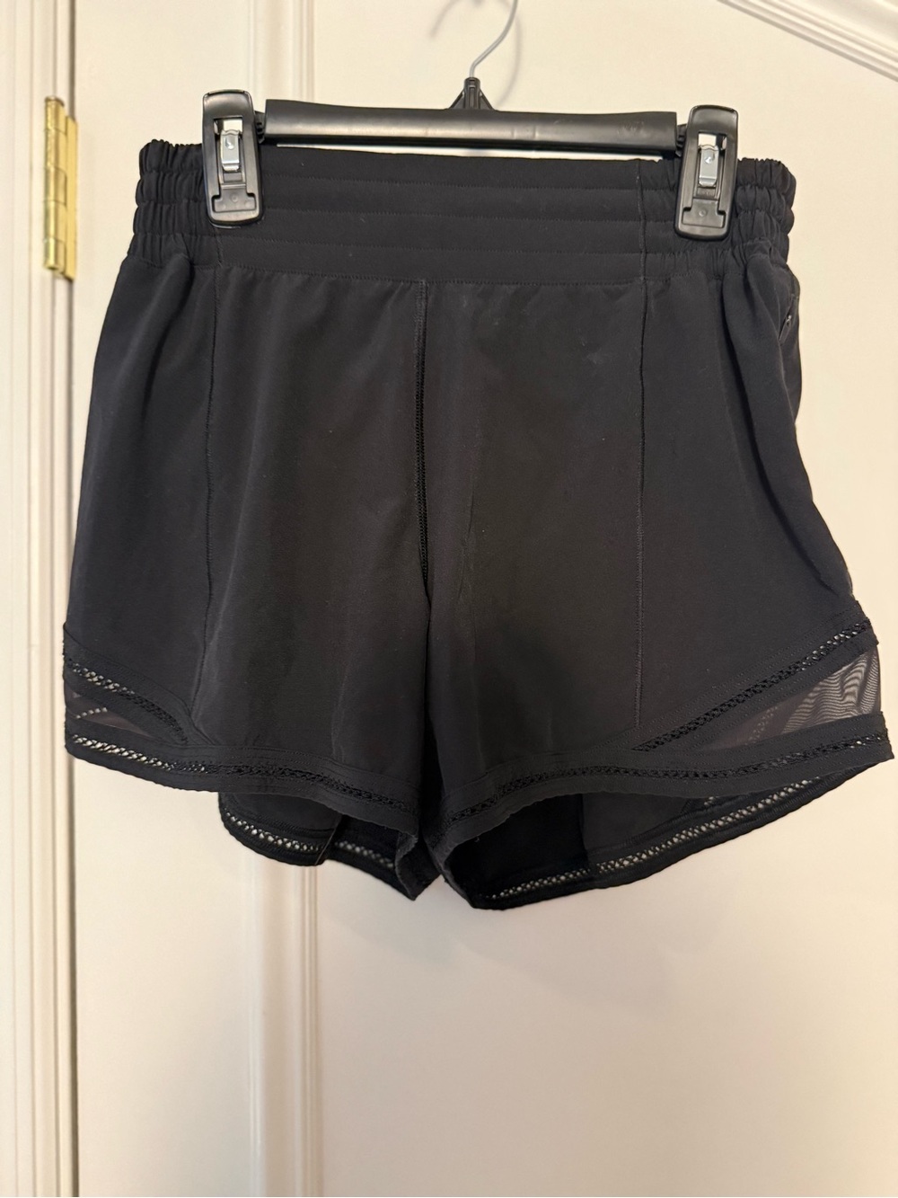 Lululemon Black Mesh Trim Running Shorts High Rise
